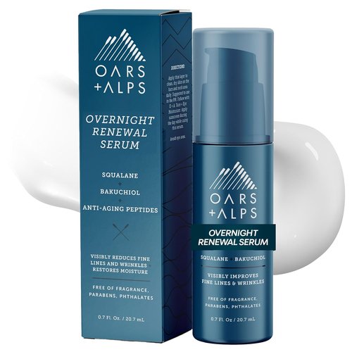 Oars + Alps Overnight Renewal Face Serum - Hydrating Anti-Aging Formula with Peptides | 0.7 Fl Oz
