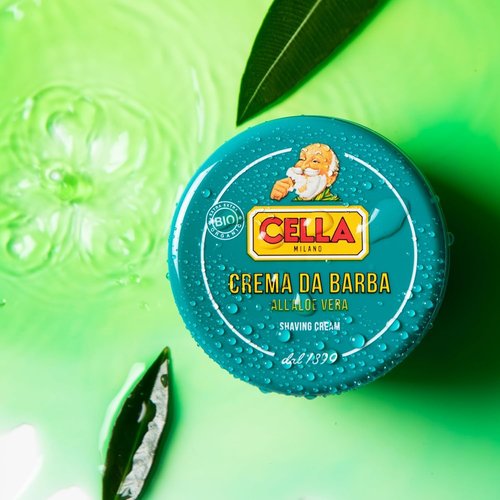 Cella Milano Aloe Vera Shaving Cream Soap - Luxurious Lather & Razor-Glide Protection | 150g, Made in Italy