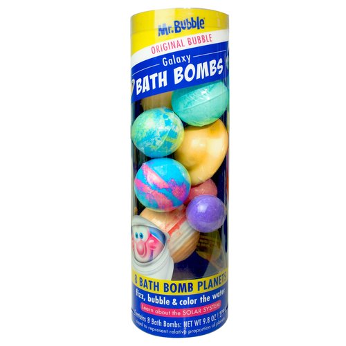 Mr. Bubble Galaxy Bath Bombs, Signature Bubble Gum Scent, Set of 8 Different Bath Bomb Planets