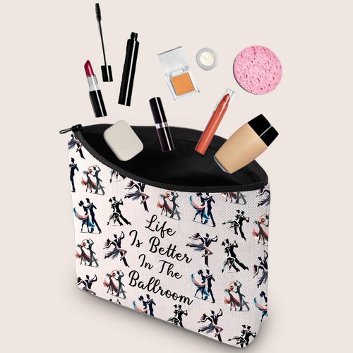 JXGZSO Dance Lover Life Is Better in the Ballroom Makeup Bag - Ballroom Dance Organizer for Tango Dancer