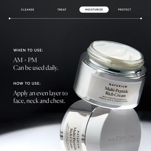 Naturium Multi-Peptide Rich Cream, Hydrating & Nourishing to Help Appearance of Fine Lines & Wrinkles, Vegan & Cruelty-Free, 1.7 oz
