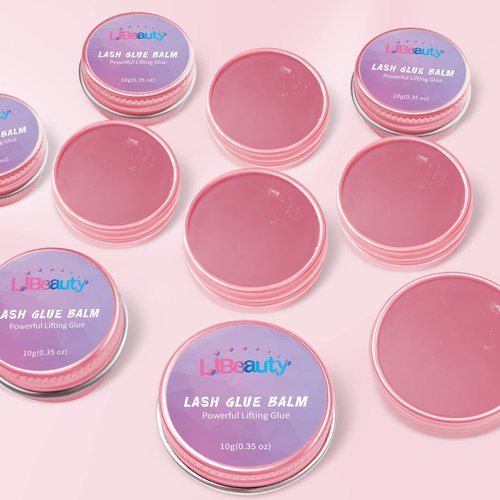 Libeauty Lash Lift Glue Balm Lash Lift Adhesive Strong Sticky Fruit Flavor Eyelash & Eyebrow Perm Glue Balm Brow Lamination Gel (Pink Peach, 10g/0.35oz)