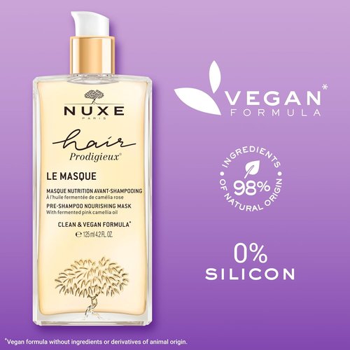 Nuxe Hair Prodigieux Pre-Shampoo Nourishing Mask - Intense Repair & Shine Treatment with Jojoba & Argan Oil, 4.2 Fl Oz