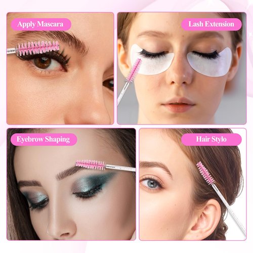 200 Pack Lash Spoolies Set, Adjustable Mascara Wands 100 PCS Eyelash Brushes and 100 PCS Empty Travel Container Tubes Lash Applicator Tool for Eyelash Extensions, Improve Mascara Volume and Length