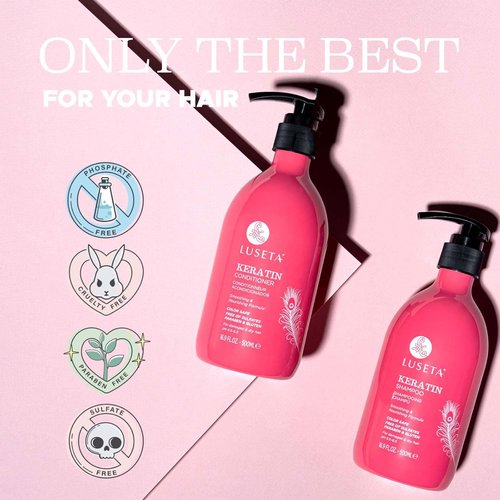 Luseta Keratin Shampoo & Conditioner Set - Nourishing Treatment for Color Treated Hair | 2 x 16.9 Oz