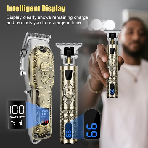 LQT Professional Hair Clipper Set for Men Electric Shaver Razor Cordless Hair Cutting Barber Clippers Beard Trimmer Men’s Grooming Kit Gifts for him (Bronze)