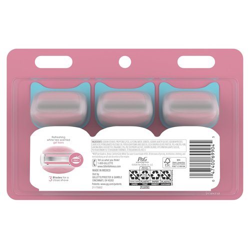 Venus ComfortGlide White Tea Women's Razor Blades, with Built-in Shave Gel Bars, 8 Razor Blade Refills