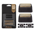2 pcs Professional 5 Star Series Finale Shaver Shaper Replacement Super Close Gold Foil and Cutter Bar Assembly, Compatible with Wahl Shaver Foil Model 7043-100,Shaving for Barbers and Stylists