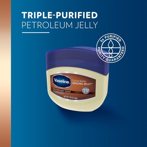 Vaseline Cocoa Butter Healing Jelly Travel-Size 12-Pack – Rich Moisturizing Ointment, Skin Protectant for Soothing Cracked, Dry Skin, 1.75 Oz Ea