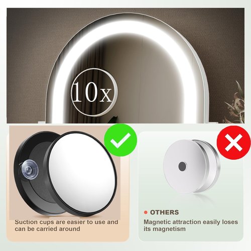 Gvnkvn Arched Makeup Vanity Mirror with Lights 17.2" LED Makeup Mirror Detachable 10X Magnification, Hollywood Make Up Mirror with Lighting, Smart Touch, 360° Rotation, (Gold,Gift Box)