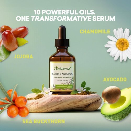 Just Nutritive Cuticle Oil - Nourishing Nail Serum for Soft, Strong Cuticles & Nails | 1 oz