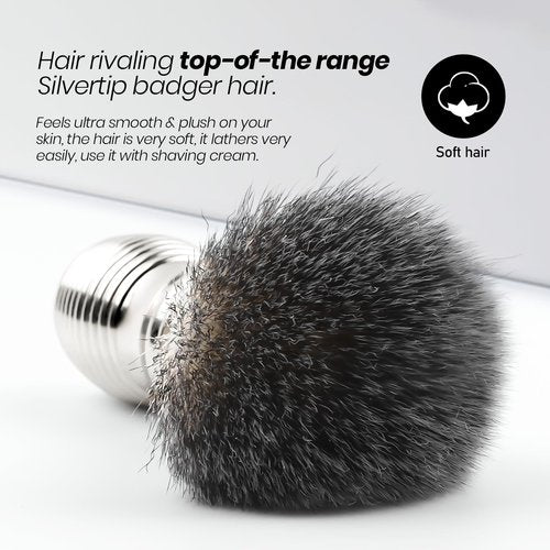 Doladaes Silver Yellow Shaving Brush for Men，shave brush soft and dense,Ultra Heavy Chrome Handle,Ultra-Strong Nut Structure,Minimal Shedding, Fast Lather,The best shave of your life!