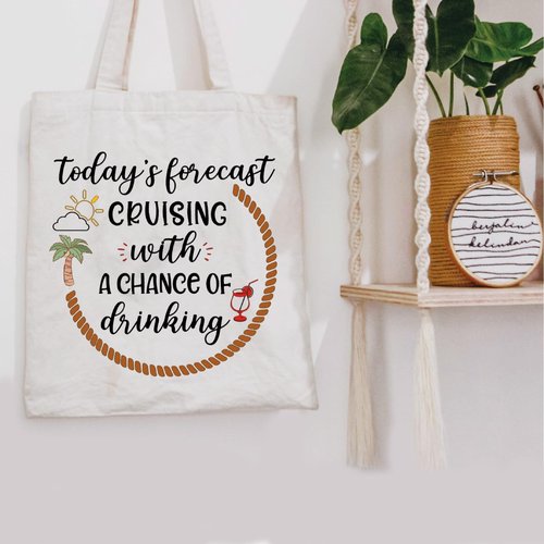 POFULL Cruise Themed Gift Bag - Cocktails, Friends & Groups Cruising Tote