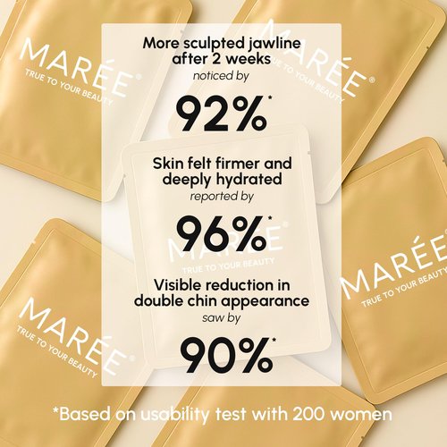 MAREE V Line Lifting Mask with 24K Gold – Deep Collagen Face Mask for Women – Jawline Shaper Mask with Retinol & Hyaluronic Acid – Neck Tightening & Firming - Double Chin Strap for Face Lift