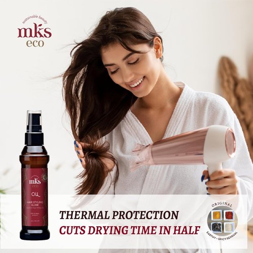 MKS Eco Oil - Hair Styling Elixir with Moroccan Argan & Hemp Seed Oils - Moisturizes, Controls Frizz, Vegan