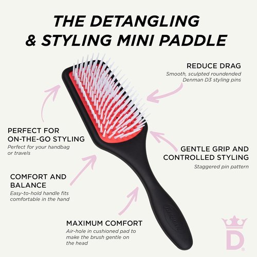 Denman Detangling Paddle Brush - Versatile Wet/Dry Hair Styler for All Hair Types | Ideal for Men & Women