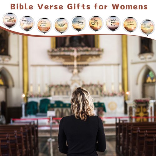 RattanView 18 Pcs Christian Compact Mirrors Gifts for Women Bulk Inspirational Religious Pocket Makeup Mirror with Bible Verse for Mom Ladies Church Party Favors VBS Sunday School