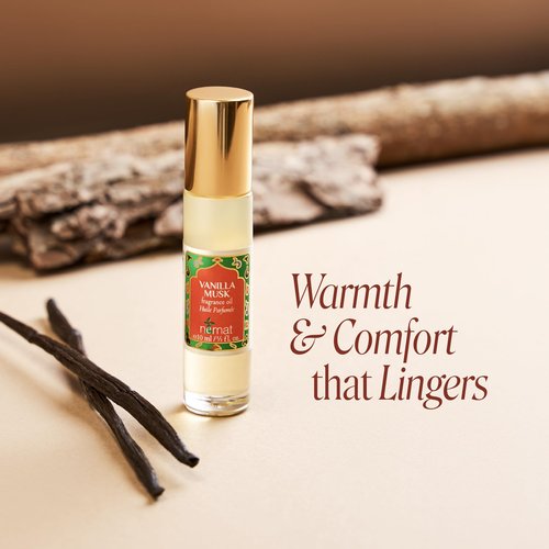 Vanilla Musk Perfume Oil Roll-On - Vanilla Fragrance Oil Roller (No Alcohol) Perfumes for Women and Men by Nemat Fragrances, 10 ml / 0.33 fl Oz