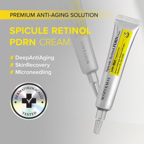 Mary&May Spicule Retinol PDRN Cream - Korean Face Moisturizer for Pore Firming & Sensitive Skin - 15g / 0.5 oz