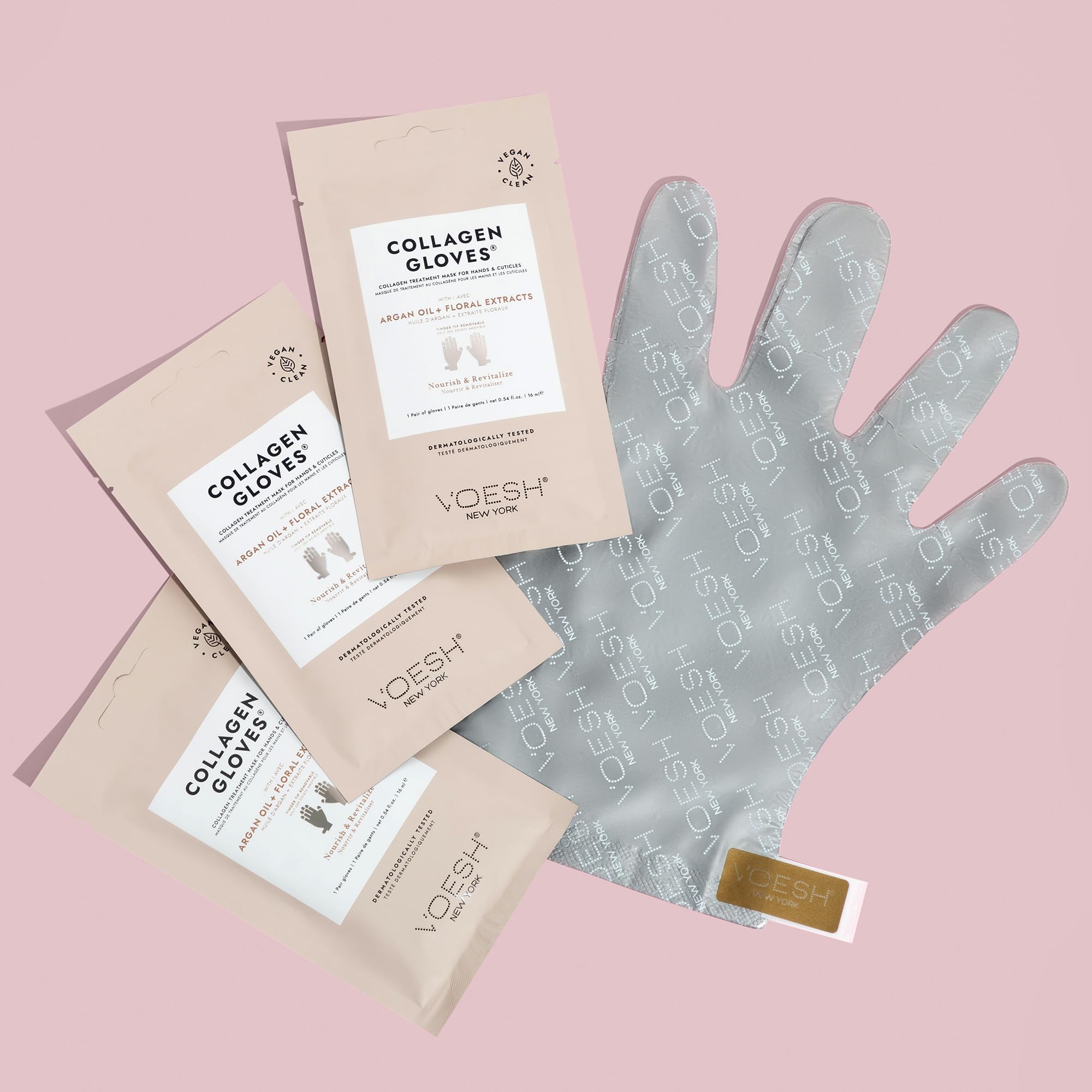 VOESH Collagen Gloves, Vegan Hand Masks, 4 Pack, Moisturizing Hand Mask, Lotion Gloves, Hydrating Gloves, Hand Care, Spa Manicure Gloves, Dry Hand Treatment