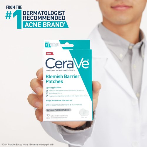 CeraVe Hydrocolloid Blemish Patches - Oil Absorbing Spot Control with Ceramides & Niacinamide | 22 Count