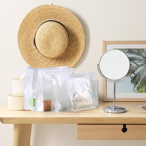 GAWBYET 50 PCS Mini Clear Makeup Bag,Small Clear Zipper Pouch Travel Bag for Toiletries Plastic Cosmetic Organizer Waterproof，for Swimsuit Bikini Travel Vacation(7.9 x 5.9 x 2 Inch)