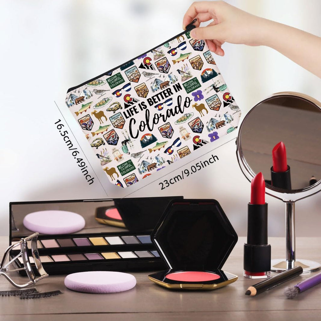 WCGXKO Colorado Travel Trip Gift Life Is Better In Colorado Makeup Bag Colorado Vacation Souvenirs (Better In Colorado)