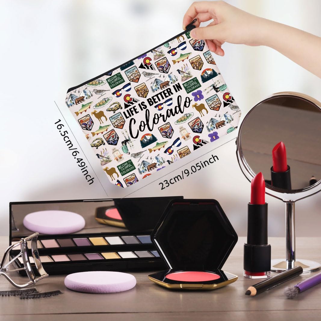 WCGXKO Colorado Travel Trip Gift Life Is Better In Colorado Makeup Bag Colorado Vacation Souvenirs (Better In Colorado)