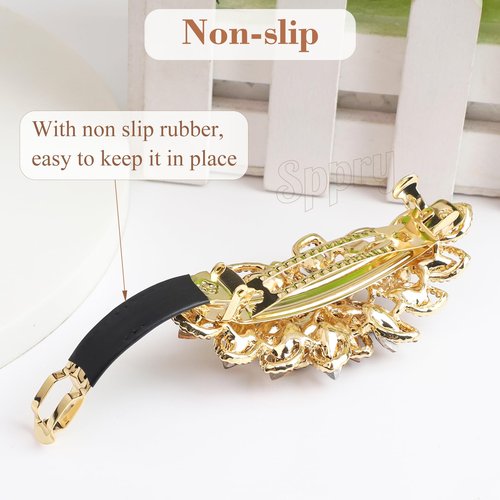 Sppry Luxury Gold-plated Rhinestone Hair Barrette for Women, Large Flower Jewelry Design (Colorful)