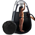 Large Spray Tan Tent – Deluxe Pop Up Tent Portable Tanning Booth with Carry Case – Clear Window for Perfect Spray Tanning – Easy Clean for Home & Salon(Black)