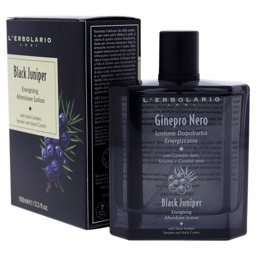 L'Erbolario Energizing After Shave Lotion - Hydrating Aftershave for Men for Soothed Face and Neck - Woody Post Shave Cream - Black Juniper - 3.3 oz