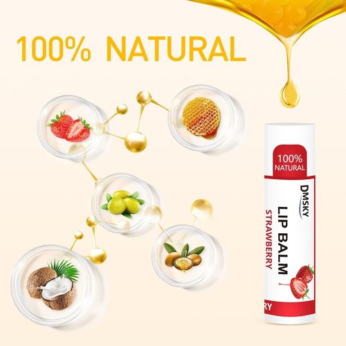 DMSKY Lip Balm Bulk Pack - Moisturizing Coconut Oil & Vitamin E for Dry Lips | 24 Natural Flavors
