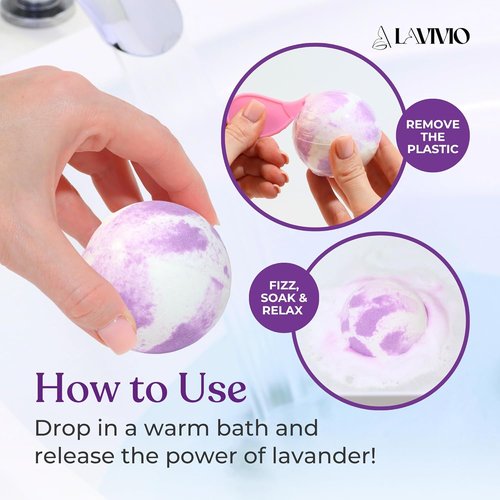 Lavender Bath Bombs by [Brand Name] - Mega Foaming & Moisturizing with Shea Butter - 3 x 100g Gift Set for Stress Relief