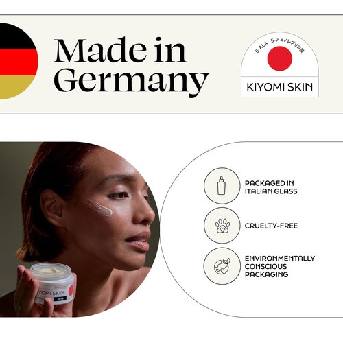 Kiyomi Skin Day Cream - Daily Facial Cream with 5-ALA, Hyaluronic Acid, Cucumber, Squalane, Beta-Glucan - All Day Face Moisturizer for Fine Lines and Radiant Skin - Made in Germany - 1.7 Fl Oz
