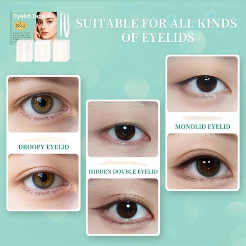 720pcs Invisible Double Eyelid Tape — Eyelid Lift for Sagging or Hooded Eyelids, Uneven Lids, and Single Eyelids, Mother's Day Gift