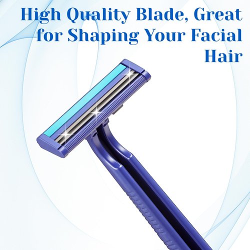 Molain 200Pcs Twin Blade Razors for Men, Twin Blade Disposable Razors With Clear Safety Cap, Stainless Steel Disposable Shaver, Multipurpose Portable Manual Shaver for Bathing Hotel Travel