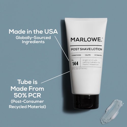 MARLOWE. No. 144 Post Shave Lotion 6 oz, Conditioning Aftershave with Green Tea, Deep Sea Algae, Willow Bark & Passion Flower Extract, Hydrates, Calms & Nourishes Skin, Aloe Citron Scent