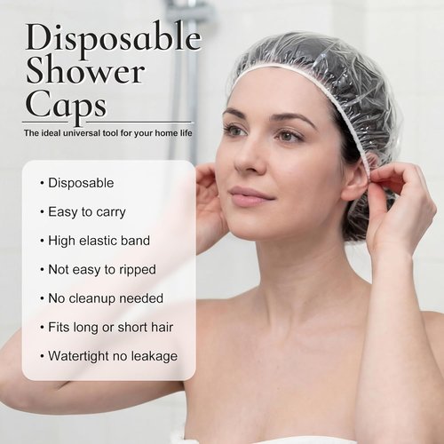 Skiennix 120 PCS Disposable Shower Caps - Large Waterproof Hair Bonnets for Travel & Spa (18.1")