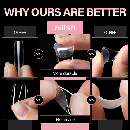 AILLSA Extra Short Square Nail Tips - 15 Sizes 240pcs Half Matte False Nail Tips Pre-shaped Short Nails Tips, Acrylic Fake Press on Gelly Tips for Gift