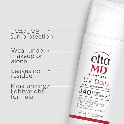 EltaMD UV Daily SPF 40 Face Sunscreen - Zinc Oxide Moisturizer for Daily Protection | 1.7 oz Pump