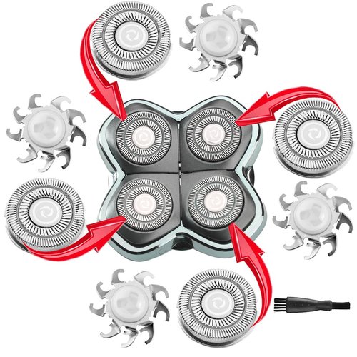 MAWAER 4pcs Head Shaver Replacement Blades for Skull Shaver Pitbull 4 Head Series and 3 Head Series