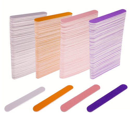 Mini Nail Files Bulk (400 Pcs), Double Sided Emery Board Nail File for Nature Nails, Manicure Tool Set Disposable Colorful Nail File for Home Salon Use Travel Size Men Women Kids Wood Board