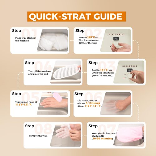 GIRLEARLE Paraffin Wax Refills 10 Packs Unscented for Paraffin Wax Bath Machine - for Dry Cracked Skin on Hands, Feet, Elbows - Moisturizing Hydration to Relieve Stiff Muscles & Joints