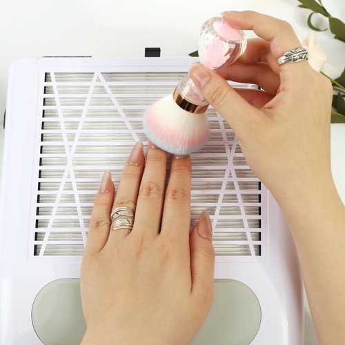 Ruetail Nail Dust Brush for Acrylic Nails,Soft Brush Nail Art Dust Powder Remover Brushes,Manicure Brush Clean Up Tools for Home Use or Salon Nail Art Brush(Hourglass Pink)
