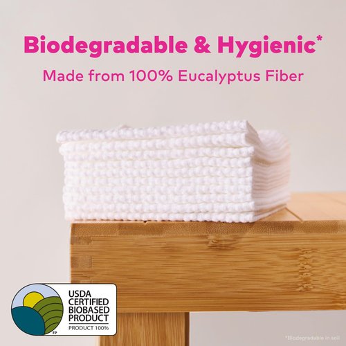 MakeUp Eraser Cloud Clean Eco Towelettes, Certified 100% USDA Biobased Face Towel, Biodegradable Disposable Face Towelette, Dry Wipe Made From Ultra Soft, 100% Eucalyptus Fibers, 60ct., 1 pack