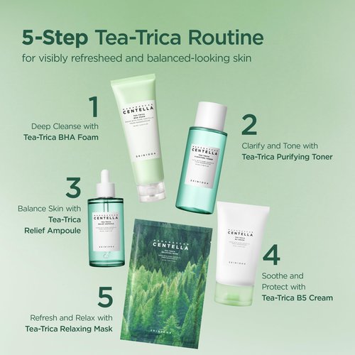 SKIN1004 Tea-Trica Relief Ampoule, Face Serum with Tea Tree & Centella, Facial Serum for Soothing & Hydrating, Lightweight Centella Ampoule for Fast-Absorbing, Korean Skin Care, 3.38 fl.oz /100ml