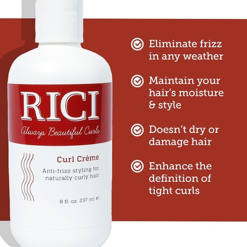 RICI Curl Creme - Anti-Frizz Styling Cream for Curly Hair | 8 Fl Oz Bottle
