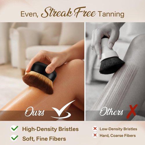Skiennix Kabuki Self Tanner Brush - Large Vegan Body Makeup Brush for Even Coverage | Black
