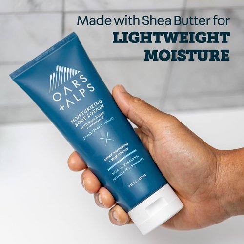 Oars + Alps Body Lotion - Hydrating Moisturizer with Vitamin E & Shea Butter | Fresh Ocean Splash, 8oz
