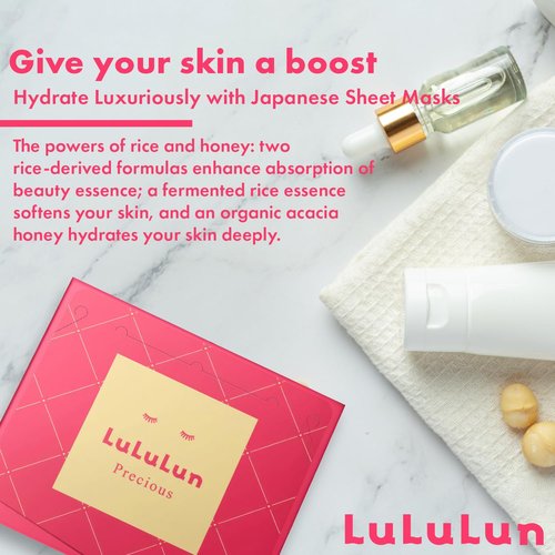 Lululun 32EA Anti Aging Face Mask for Women, Daily Face Masks Skincare & Moisturizing FACE MASK with Rice Extract& Honey, Collagen Face Mask Sheet & Facial Mask & Sheet Mask from Japan PRECIOUS MOIST